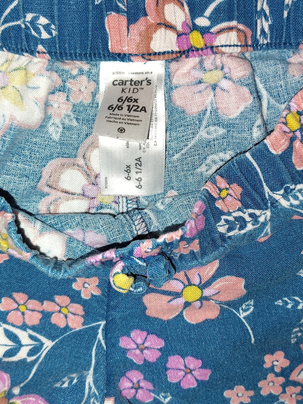 Carter's Kids Girls Floral Blue Jeans - 6/6X